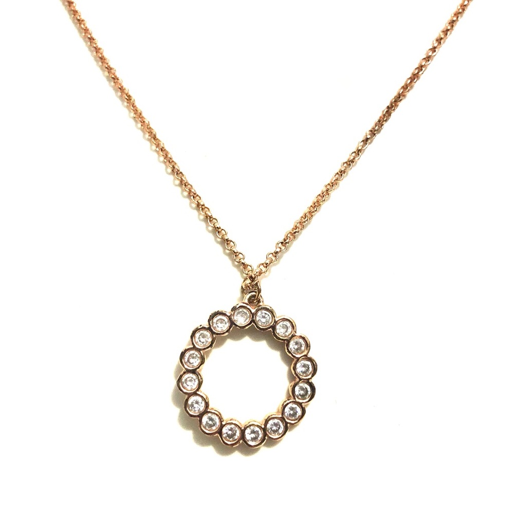 Kate Spade Rose Gold Tone Circle CZ Pendant Necklace